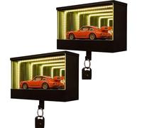 2pcs Infinity Garage Keychain Hanger, 7.7×7×15.6cm Race Car Key Holder Wall Mount with LED, Funny Front Door Wall Mounted Cars Keychain, Mini Glowing Garages Display, Perfect Present for Car Lovers