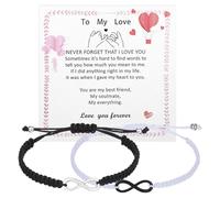 2PCS Infinity Pulseras for Women and Men, Möbius Strip Touch Bracelets for Couples, Adjustable Infinity Bracelets for Couples, for Confessions of Love, Valentine's Day, Christmas, Anniversaries