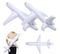 2Pcs Inflatable Airplane, 39 Inch White Large Airplane Balloons, Realistic Impact-Proof Blow Up Toy for Outdoor, Party Favors, Swimming Toy
