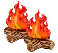 2PCS Inflatable Campfire, Realistic Pvc Fake Campfire, 9.8x11.8 Inch Reusable Fake Camp Fire for Indoor Bonfire Camping Party Decorations