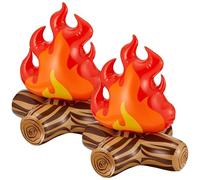 2PCS Inflatable Campfire Realistic Pvc Fake Campfire 9.8x11.8 Inch Reusable Fake Camp Fire for Indoor Bonfire Camping Party Decorations
