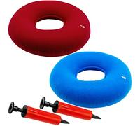 2pcs Inflatable Donut Ring Cushion 40cm with Inflator Pump for Hemorrhoid Treatment Seat Coccyx Tailbone Pillow Perineum Pain Pregnancy Childbirth Prostatitis Wheelchairs Car (light blue + Red)