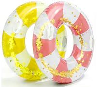 2PCS Inflatable Pool Float,47IN Floaties Rafts for Adults Floating Lounger Sun Tanning Floats Cool Water Floaty Swimming Lake Beach Party (TM-Pink&Yellow Striped)