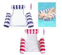 2Pcs Inflatable Pool Floats,Water Hammock Floating Chair for Adults, Portable Inflatable Float for Swimming Pool, Beach or Travel (Red+Dark Blue)