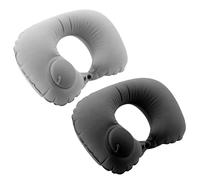 2Pcs Inflatable Travel Pillow Press Automatic Inflatable Travel Neck U Shape Portable Pillow Neck&Head Support Christmas Thanksgiving for Sleeping, Airplane,Train, Car, Office, Camping (Grey/Black)