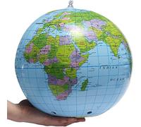 SHATCHI 2Pcs Inflatable World Globe Earth Map Geography Teacher Aid Ball Toy Gift 38cm/15, Blue