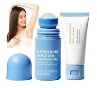 2PCS Ingrown Hair & Underarm Cream Set, Razor Bump Smoothing Solution with BHA AHA, After Shave Soothing Roll-On Serum + Underarm Odor Removal Cream, Ingrown Hair Serum for Women & Men