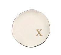 2pcs Initials Ring Dish Jewery Tray With Personalized A-Z Monogrammed Wedding Engagement For Women Friends Sister,Ceramic White for Jewelry(Color 21)