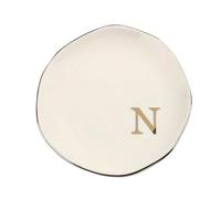 2pcs Initials Ring Dish Jewery Tray With Personalized A-Z Monogrammed Wedding Engagement For Women Friends Sister,Ceramic White For Jewelry(Color 13)