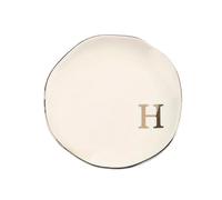 2pcs Initials Ring Dish Jewery Tray With Personalized A-Z Monogrammed Wedding Engagement For Women Friends Sister,Ceramic White for Jewelry(Color 8)