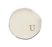 2pcs Initials Ring Dish Jewery Tray With Personalized A-Z Monogrammed Wedding Engagement For Women Friends Sister,Ceramic White for Jewelry(Color 18)