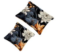 2Pcs Ink Plants-320 Pocket Cosmetic Bag for Purses, Waterproof Makeup Bag Cosmetic Pouch, Portable No Zipper Makeup Bag, Multicolor 01, A：7.1x5.8in/18x14.8cm，B:4.7x4.5in/12x11.5cm