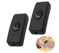 2pcs Inline Switch, 2-Pins Waterproof In Line Light Switches, 2 Amp 250V ON/OFF Cable Switch Accepts 2 Core Flat Wire for Small Appliance, Multipurpose Lamp Switch Replacement (Black)