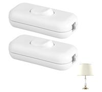2pcs Inline Switch,Double Pole In Line Switch for Lamps 250V 6Amp,Lamp Switch Inline Light Accepts 2 or 3 Core Round/Flat Wire,Torpedo for Led Light Bulb Lamps (white)