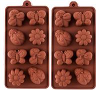 2PCS Insect-Themed Silicone Mould Set | Food Grade Non-Stick Baking Moulds for Chocolate, Candy, Soap, Crafts | Bee, Butterfly, Ladybug & Flower Designs