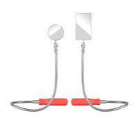 2Pcs Inspection Mirror, Flexible Mechanic Mirror 360 Rotation Bendable Square & Circular Mirror for Extra Viewing Dead Angle, Line of Sight Obstacle Area Mechanic Automotive Gifts(Red)