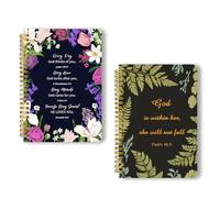2pcs Inspirational Spiral Notebook with Inspirational Bible Verses---God is within her, she will not fall---Psalm 46:5. Ideal Birthday or Christian Gifts , Ideal for School or Office ,50 Pages 5.5x