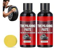 2PCS Instant Black Tire Polishing Paste - Darker, Car Tire & Plastic Trim Renewal Paste, Tire Wax - Restores Black Gloss, Rapid Ceramic Tire Coat, Tire Shine Wax Coating Cream for Car Motorcycle