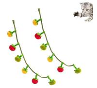2pcs Interactive Fruit-Shaped Catnip Toy Strings, Catnip Persimmon Tomato Cat Toy Rope, Ringing Cat Toys, Small Persimmon and Cherry Tomato cat Teaser Sticks, Stress Relief, Relieves Boredom