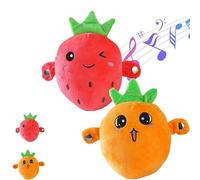 2Pcs Interactive Music Plush Toy Strawberry Carrot, Touch Sensitive Soft Fruit Musical Sensory Toy, Parent-child Interactive Plush With Sounds, Stuffed Animal For Early Learning, Birthday Gift