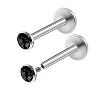 2Pcs Internally Steel 16g 5/16 8mm Labret Studs Piercing Jewelry Monroe Tragus Cartilage Lip 4mm Crystal Ball More Choices, Stainless Steel, no gemstone
