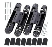 2PCS Invisible Door Hinges, Hidden, Adjustable Cross Wooden Outward Opening for Doors(40KG-Black)
