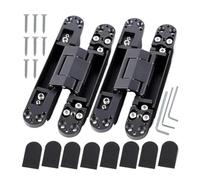 2PCS Invisible Door Hinges, Hidden, Adjustable Cross Wooden Outward Opening for Doors(40KG-Black)