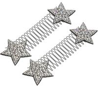 2pcs Invisible Silver Star Hair Clips Rhinestone, Made of Durable Iron -Color:Silver -Brightly Colored Stars: Brightly colored stars in silver hues add a playful and vibrant touch to your...