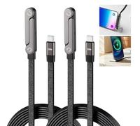2PCS Invisible Stand Charging Cable, T-Shaped Foldable Phone Charger Cables with Type C Multi-Angle Adjustable Stand, 5 FT 240W Fast Charging Cable for Smartphones,Tablets, Laptops and Gaming Devices