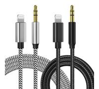 2Pcs iPhone Aux Cable for Car, 3.5mm Audio Aux to Lightning Cable Jack Cable for Car Stereo Headphones Lead Cord Compatible with iPhone 14 Pro/14 Plus/14/13/12/11/XS/XR/X