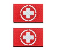 2pcs IR Reflective Red Medical Cross Embroidered Patch with Closure Patch for Tactical Backpacks, Medical Bags, First Aid Kits/Bag, Outdoor Adventure Kits