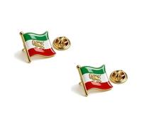 2pcs Iran Flag Pin,IranLion Flag Lapel Pin Badge Brooch,IranLion And Sun FlagPin,Iran Stainless Steel Commemorative Medal,Suitable For Both Men And Women(C)