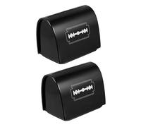 2pcs Iron Blade Storage Box for Barber Shop Double Edge Blades | Lightweight Practical Design, Wear Resistant Black Finish, Universal Use for Barber-grade Blades and Double-edge