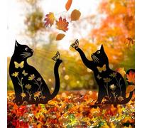 2pcs Iron Cat Garden Statues Silhouette Dog Dog Metal Decorations,Garden Ornament Outside Animal Yard Decor for Grassland,Outdoor Statues,Lawn Decorations,Dog Lover,Black Lab Gifts,Metal Animal