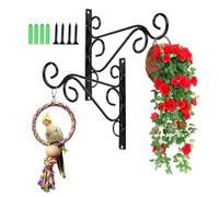 2Pcs Iron Plant Hanger Wall Hooks - Hanging Basket Brackets, Wall Hanging Brackets Hooks for Hanging Bird Feeders, Lanterns, Wind Chimes, Planters - Wrought Iron Bracket (Black)