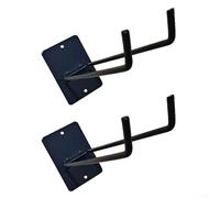2PCS Iron Wall Mounted Garden Tool Storage Rack, Heavy Duty Garage Hooks for Shovels Rakes Brooms Mops Hoses, Black Display Organizer(Two screw holes)