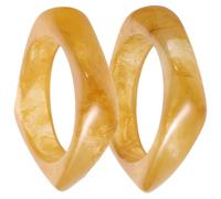 2pcs Irregular Geometric Resin Bangle for Women, Retro Wide Bracelet | Handmade Swirl Marble Pattern, Yellow Shine, Comfortable Fit, Stackable Styling for Office Wear and Parties