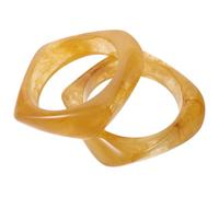 2pcs Irregular Geometric Resin Bangle for Women, Wide round Bracelet | Handmade Swirl Marble Pattern, Yellow Shine, Stackable Style for Office Wear and Summer Beach