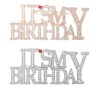 2PCS It's My Birthday Rhinestone Brooches, Happy Birthday Pin, Birth day Party Fashion Lapel Pin Accessories, Perfect for Birthdays, Wedding Parties, Women's Gifts