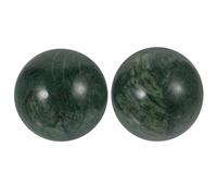 2pcs Jade Hand Massage Balls for Adults and Elderly Stress Relief | Green Polished round Pair, Textured Surface for Palm Circulation, Home Display and Hand Exercise