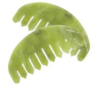 2pcs Jade Massage Comb Rounded Teeth for Scalp and Body Care | Smooth Natural Stone, Manual Gua Sha Use, Gentle Touch, for Back and Limbs in Summer or Winter