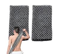 2PCS Japanese Exfoliating Shower Towel, Extra Long Double-Sided Body Washcloth, Soft Textured Back Scrubber for Men and Women, Daily Shower & Bath Use (Black)