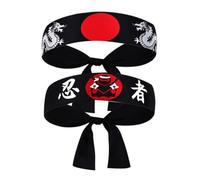 2pcs Japanese Ninja Wide Headband for Samurai and Ninjas Black