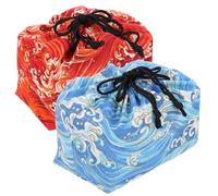 2pcs Japanese Style Drawstring Lunch Bag with Large Capacity, Sturdy Cloth Bento Box Bag for Study and Home Kitchen Use, Lightweight and Not Easy to Tear Reusable Lunch Box Storage