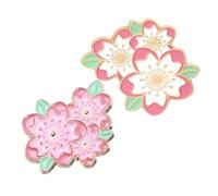 2pcs Japanese Style Pink Floral Brooch Pin for Clothes and Backpacks | Zine Alloy, Bright Finish, Lightweight Secure Fastening, Cute Elegant Flower Design, Colorfast Surface