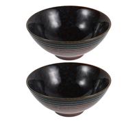2pcs Japanese, Traditional Floral Noodle Soup Dish 20.5x20.5x8.7cm | Stoneware Build, Glossy Glaze, Retains Warmth, Suits Udon, Soba, Pho, Pasta, Salad and Gatherings