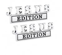 2Pcs JESUS Edition Emblems, Blessed Jesus Badge Car Stickers for Truck Caravan SUV Tailgate Bumper Rear Window Grille Trunk Hood