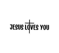 2PCS Jesus Loves You Vinyl Sticker 7.87"x2.76" - Durable Adhesive for Car Windows, Laptops, Trucks & Walls - Easy to Apply & Remove Christian Message Decal with Cross Design |#AZ255 (Black)