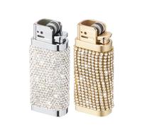 2pcs Jet Lighter - Shining Surface Design - Flame Refillable - Windproof - Gift Box (Sold Without Gas)