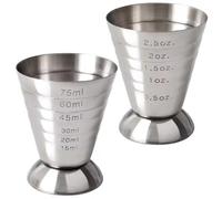 2Pcs Jigger for Bartending 75ml Stainless Steel Cocktail Measuring Cup with Scale Professional Cocktail Jigger Bartending Accessories